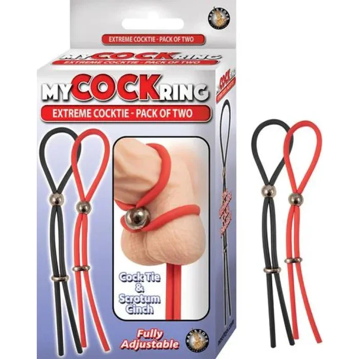 My Cockring Extreme Cocktie-Pack of Two – Black/ Red