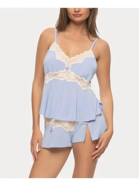 Myra Modal and Lace Cami and Short Set – Brunnera Blue/Pristine –