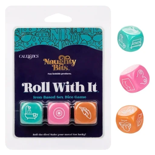 Naughty Bits Roll With It Icon Based Sex Dice Game Set with 3 Colorful Acrylic Dice