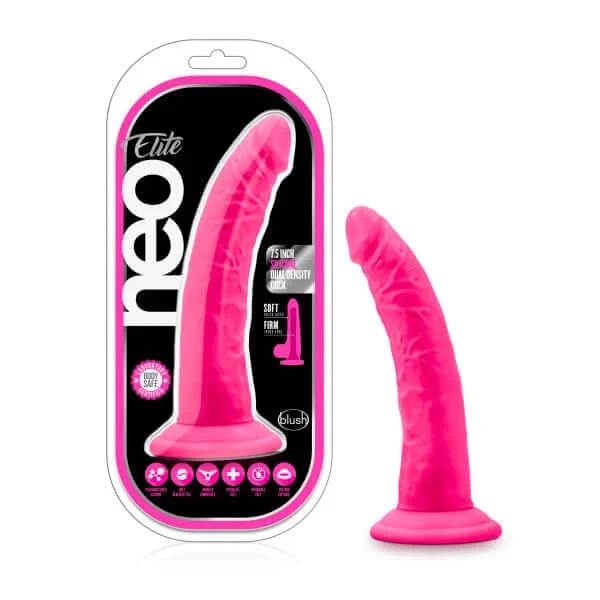 Neo Elite 7.5 inches Silicone Dual Density Cock Neon Pink Dildo