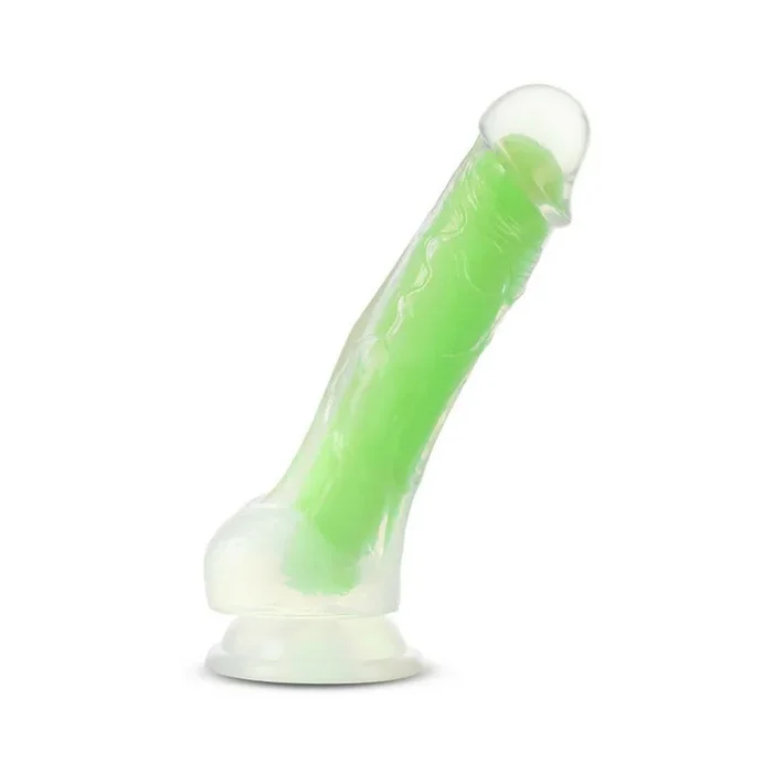 Neo Elite Glow In The Dark Viper 7.5 In Silicone Dual Density Dildo W/ Balls Neon Green