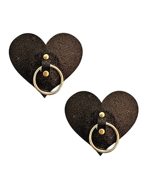 Neva Nude After Midnight Glitter Hoop Heart Pasties – Black One Size Fits Most