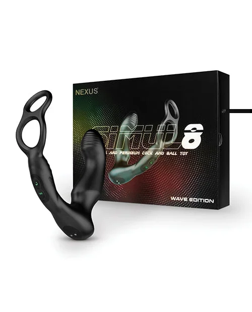 Nexus Simul8 Wave Dual Cock Ring Prostate Massage – Black