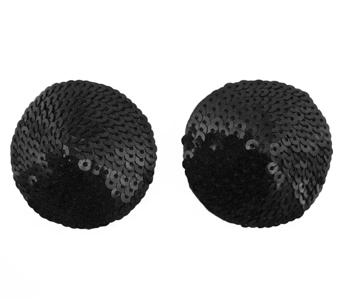 Nip013 Round Sequin Nipple Pasties – Black