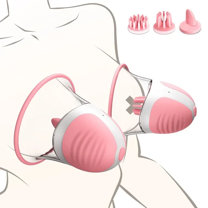 Nipple Sex Toys for Women,Nipple Toy Manual Sucking Stimulator Massager with 10 Vibrator Rotation Modes, 3 Brush Heads Nipple Clamps Adult Sex Toys