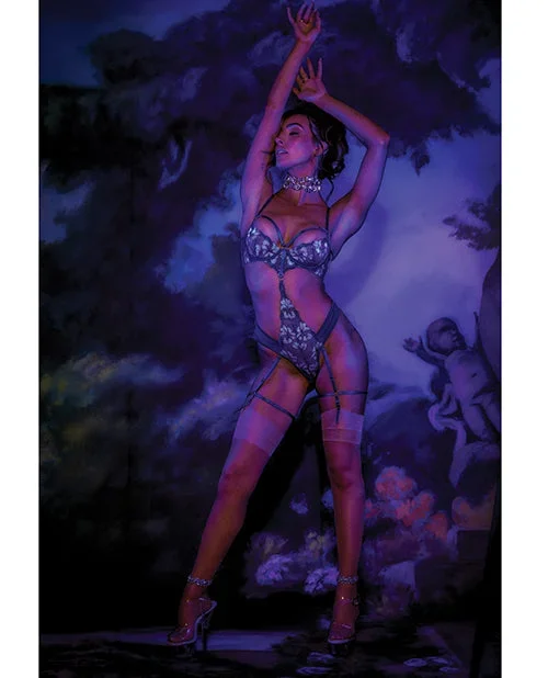 Nova Lace Teddy w/Garters – Jade Blue LG