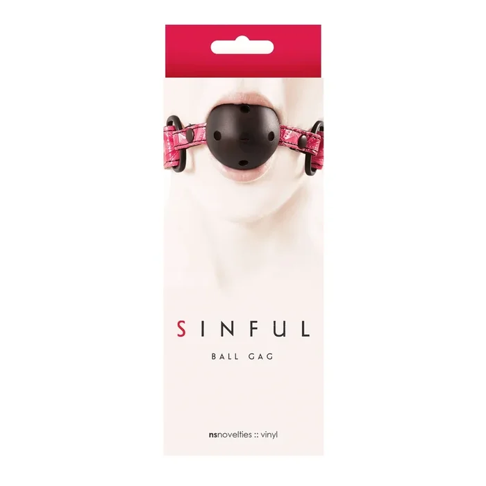 NS Novelties Sinful Ball Gag Pink – Adjustable Strap with Ventilated Ball