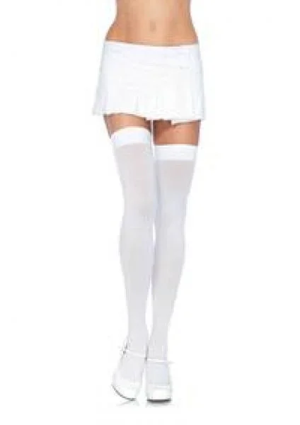 Nylon Over Knee Thigh High – White