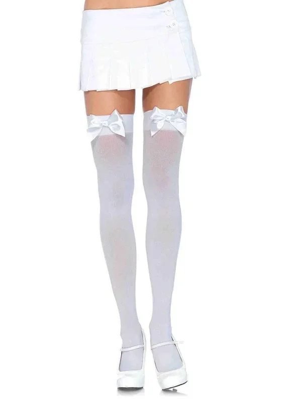Nylon Thigh Highs with Bow – One Size and Queen Available