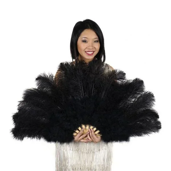 Ostrich Feather Fan with Marabou – Black