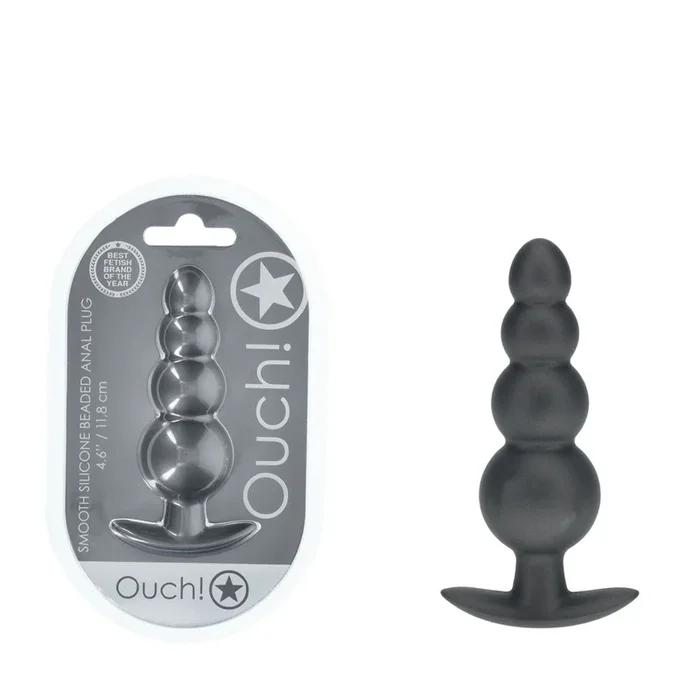 OUCH! Beaded Anal Plug – Gun Metal – Gun Metal Grey 11.7 cm Butt Plug