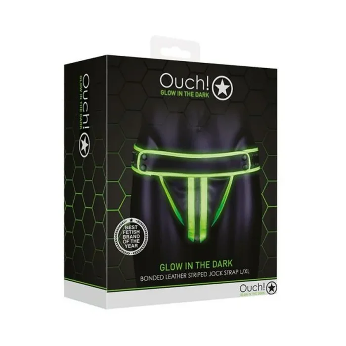 Ouch! Glow Striped Jock Strap – Glow In The Dark – Green – L/xl