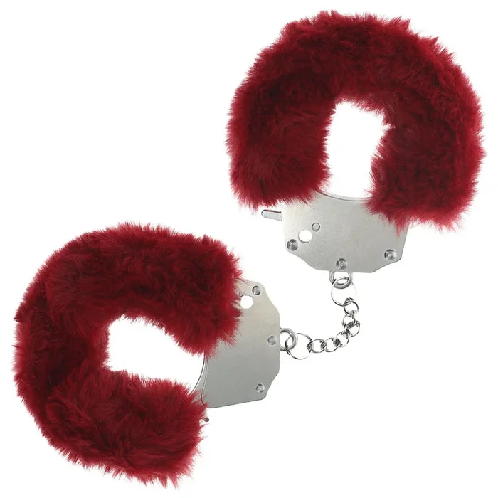 OUCH! Heavy-Duty Fluffy Cuffs – Burgundy – Burgundy Fluffy Restraints