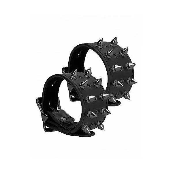 Ouch! Skulls & Bones Handcuffs W- Spikes Black