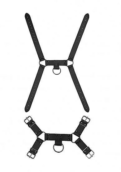 Ouch! Skulls and Bones Male Harness with Spikes Black