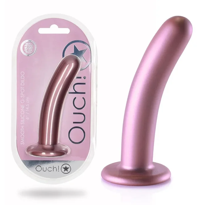 OUCH! Smooth Silicone G-Spot Dildo – 6” / 14.5 cm – Rose Gold 14.5 cm Dildo