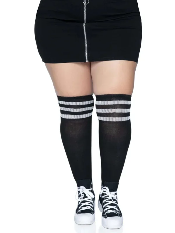 Over the Knee Athletic Socks -1x/2x – Black/white