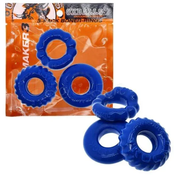 Oxballs Bonemaker 3-Pack Cockring Pool Blue