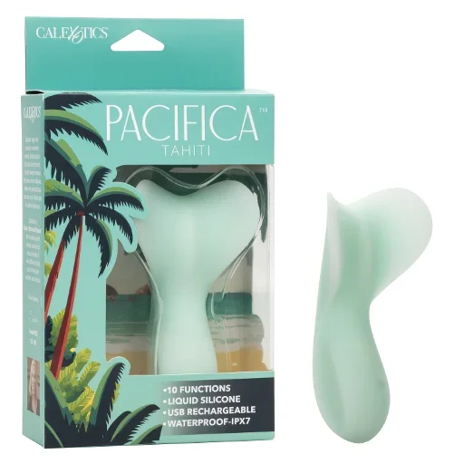 Pacifica Tahiti Full Coverage Massager in Mint Green with 10 Functions, Liquid Silicone, Rechargeable, Waterproof IPX7