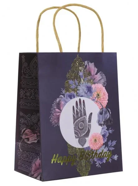 Papaya Foil Gift Bag – Hamsa Hand Birthday