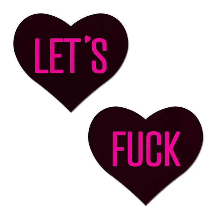 Pastease Black Heart with Pink ‘Let’s Fuck’ Nipple Pasties