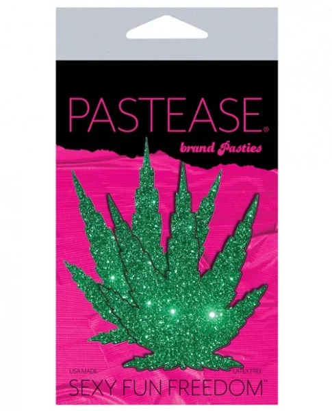 Pastease Glitter Marijuana Leaf – Green O/S