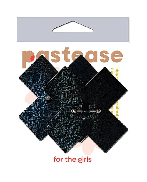 Pastease Pierced Liquid Black Cross with Barbell Piercing – Black O/S