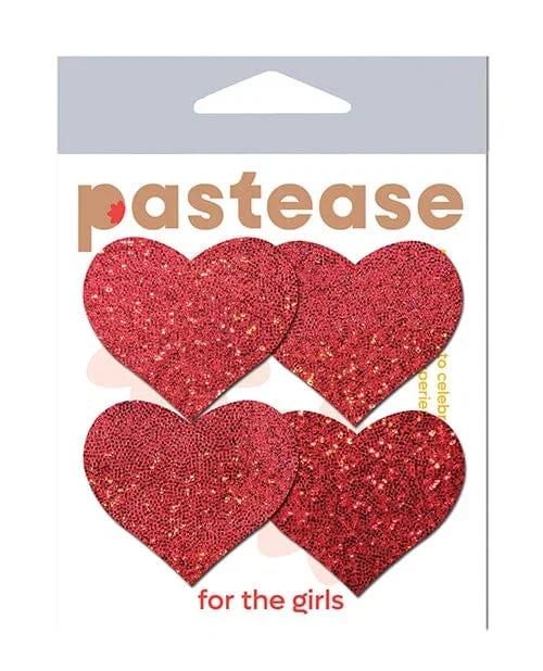 Pastease Premium Petites Glitter Heart – Red O/s Pack Of 2 Pair
