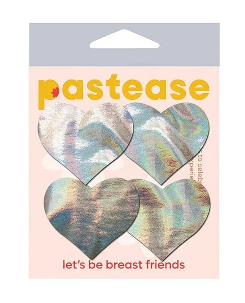Pastease Premium Petites Holographic Heart – Silver O/s Pack Of 2 Pair