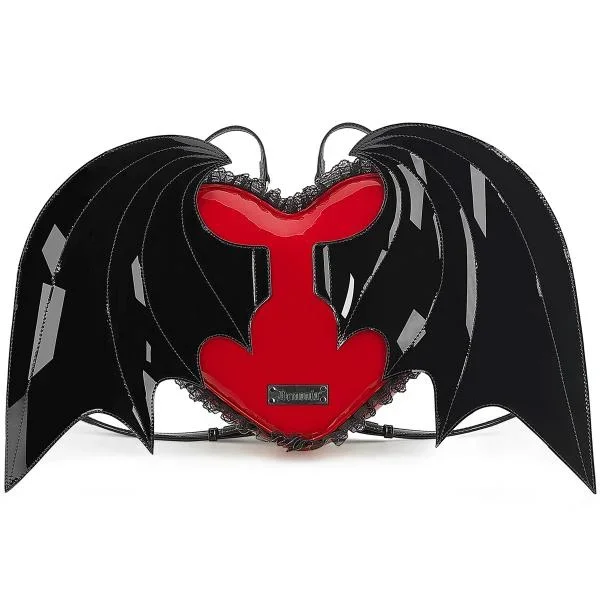 Patent Heart with Batwings Backpack – Black/Red