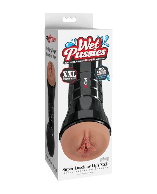 PDX Extreme Wet Pussies Super Luscious Lips XXL Stroker – Brown