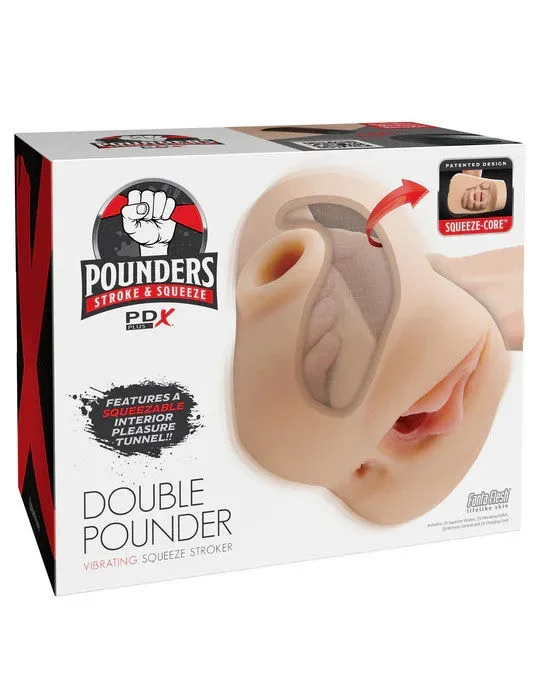 Pdx Plus Double Pounder Vibrating Squeeze Stroker Toy Light