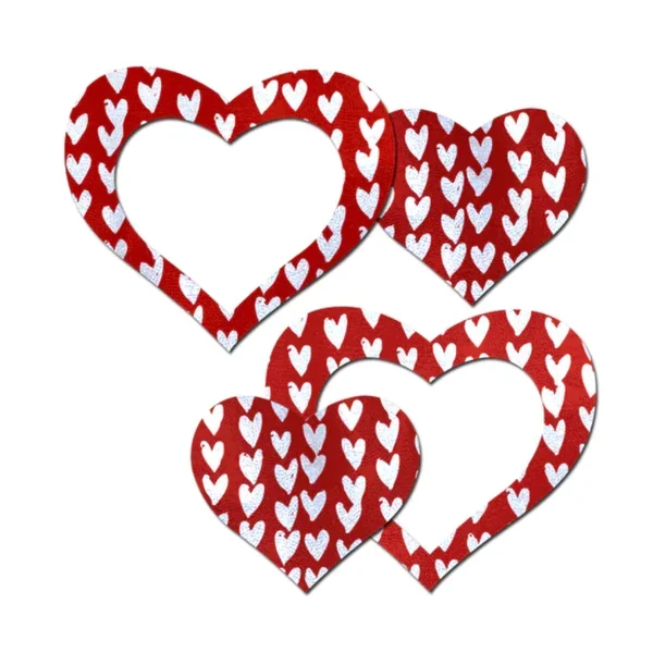 Peek-a-Boob: Red/White Hearts w Cut-Out
