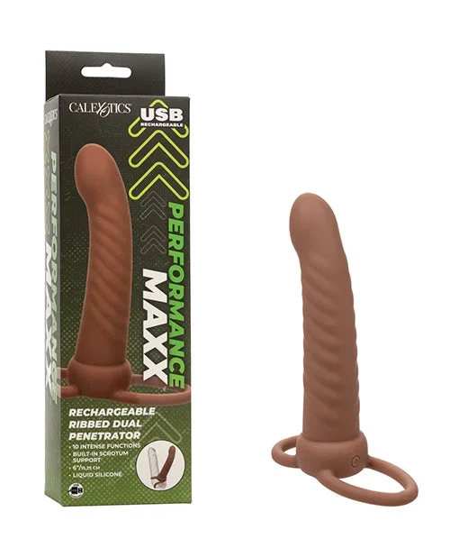 Performance Maxx Rechargeable Ribbed Dual Penetrator – Brown