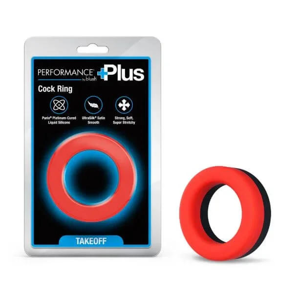 Performance Plus Takeoff Silicone Cock Ring Red Black