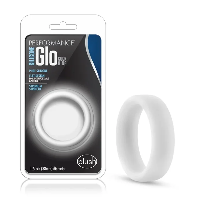 Performance Silicone Glo Cock Ring 1.5in White Glow for Comfort