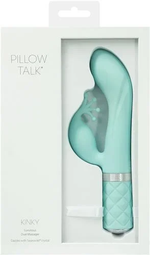 Pillow Talk Kinky Clitoral and G-Spot Vibrator | Swarovski Crystal Accented | Teal Green