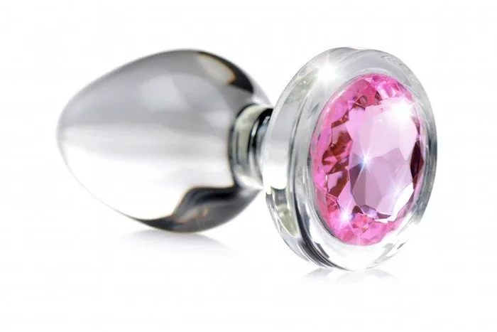 Pink Gem Small Glass Anal Plug Smooth Erotic Toy