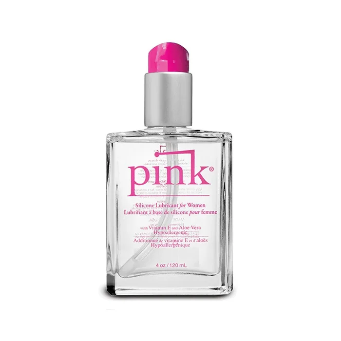 Pink Silicone Lubricant Glass Bottle