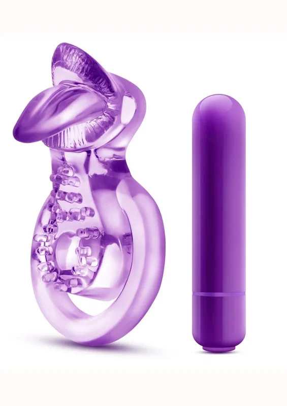 Play with Me Lick It Vibrating Double Strap Cock Ring