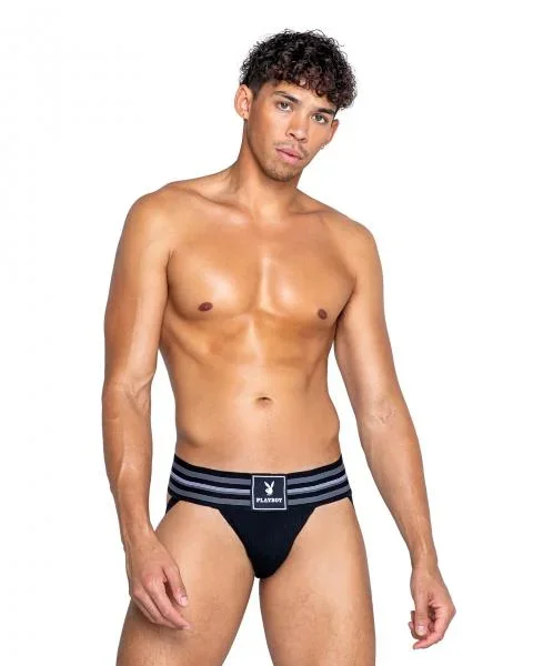 Playboy Mens Locker Room Classic Jock – Black –