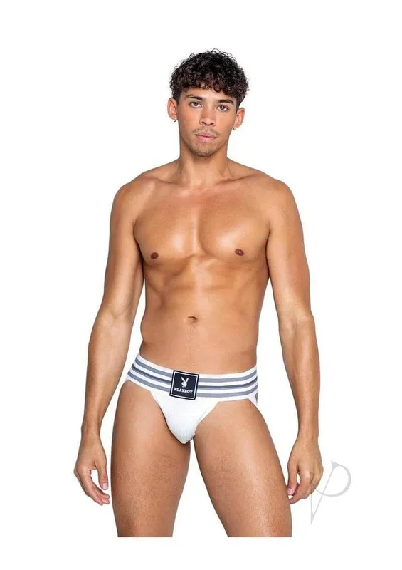 Playboy Mens Locker Room Classic Jock XLarge White
