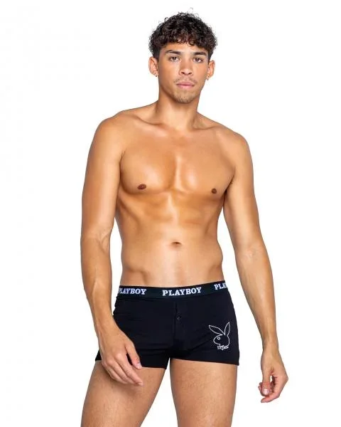 Playboy Mens Tuxedo Modal Boxer Briefs – Black/White –