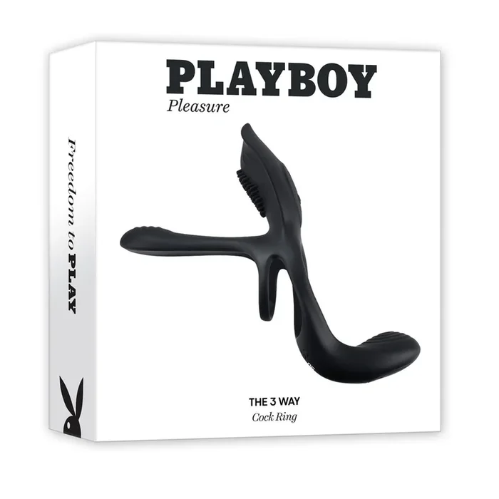 Playboy Pleasure The 3 Way – Black USB Rechargeable Vibrating Cock Ring with Wireless Remote