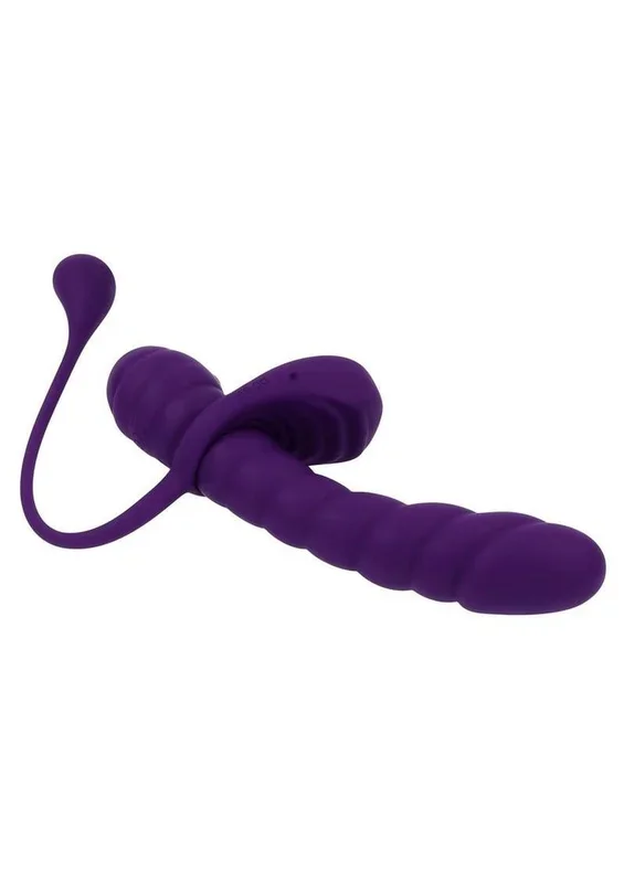 Playboy Twisted Playground Rechargeable Silicone Dual Vibrator with Detachable C-Ring Anal Tail