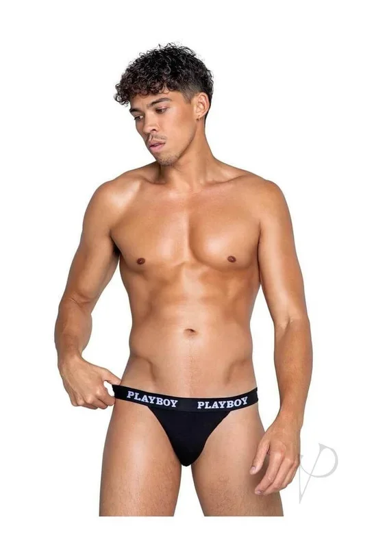 Playboys Mens Modal Jockstrap Small Black White
