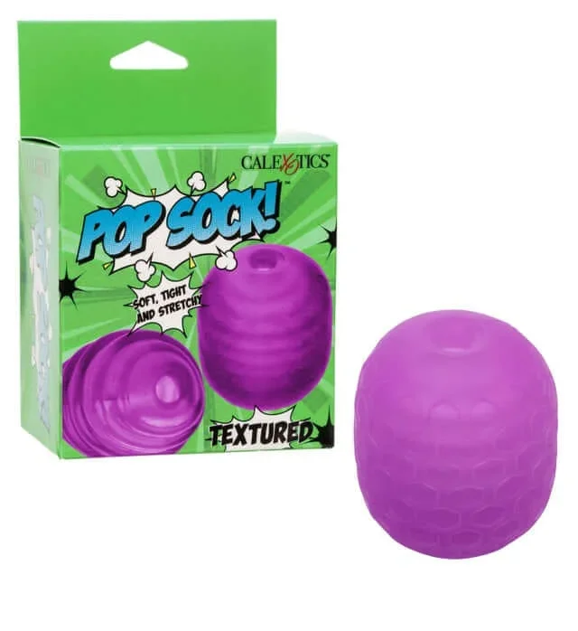 Pop Sock!™ Textured Purple Stroker – Dual-Texture Reversible Masturbator