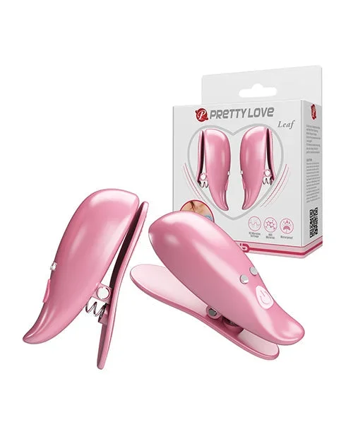 Pretty Love Leaf Wireless Vibrating Nipple Clamps – Pink