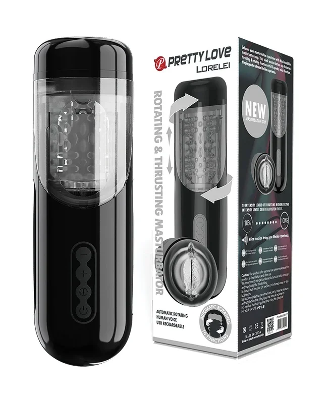 Pretty Love Lorelei Rotating & Thrusting Masturbator – Black