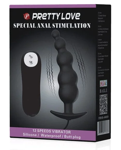 Pretty Love Vibrating Bead Shaped Butt Plug – Black